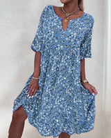 Poppy | Women's Floral Midi Dress Half Sleeve V-Neck Boho Summer Dress