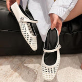 Mira | Women's Woven Mule Flats Mary Jane Strap Slip-On Shoes