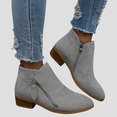 Women's Zip Ankle Boots - All-Day Comfort Fit - Gray