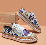 Blossom | Women's Floral Embroidered Espadrille Sneakers Zip