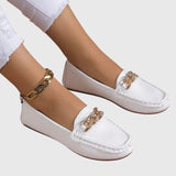 Luna | Women's Gold Chain Loafers Round Toe Slip-On Flats