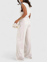 Aria | Women's Draped Sleeveless Top Wide Leg Trousers Set