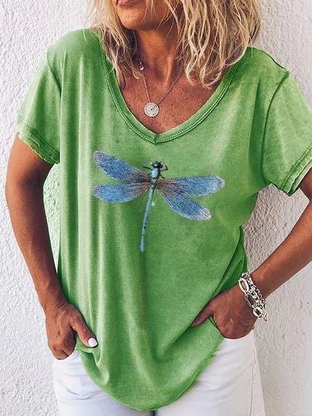 Fern | Women's Graphic V-Neck T-Shirt Short Sleeve Relaxed Casual Tee