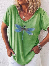 Fern | Women's Graphic V-Neck T-Shirt Short Sleeve Relaxed Casual Tee