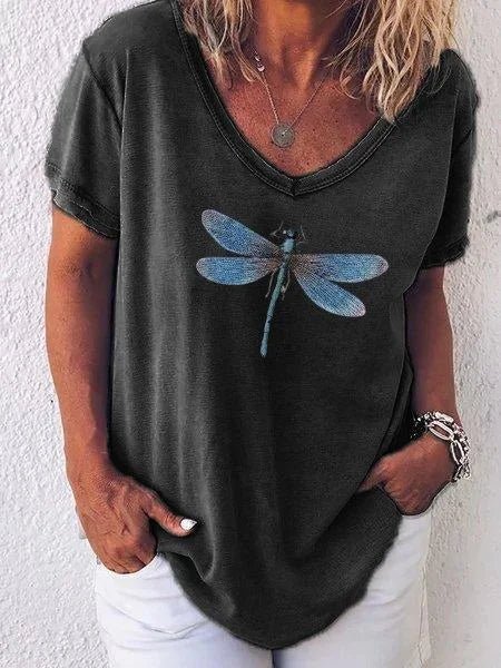 Fern | Women's Graphic V-Neck T-Shirt Short Sleeve Relaxed Casual Tee