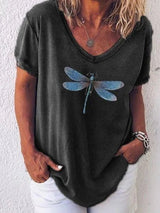 Fern | Women's Graphic V-Neck T-Shirt Short Sleeve Relaxed Casual Tee