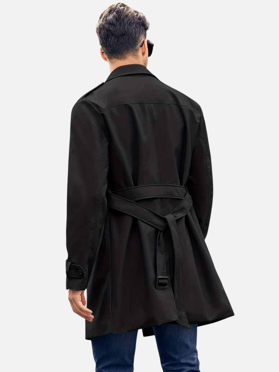 Men’s Double-Breasted Back-Belt Trench Coat