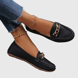 Luna | Women's Gold Chain Loafers Round Toe Slip-On Flats