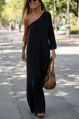 Vera | Women's One Shoulder Maxi Dress with Long Sleeve