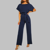 Stella | Women's Batwing Sleeve Tie Waist Wide Leg Jumpsuit