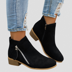 Women's Zip Ankle Boots - All-Day Comfort Fit - Black