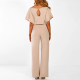 Nadia | Women's Wide-Leg Jumpsuit with Flutter Sleeves & Tie Waist
