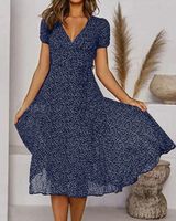 Aurora | Women's V-Neck Puff Sleeve Fit and Flare Midi Dress