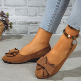Maisie | Women's Wedge Ballet Flats Bow Detail Suede Slip On Shoes