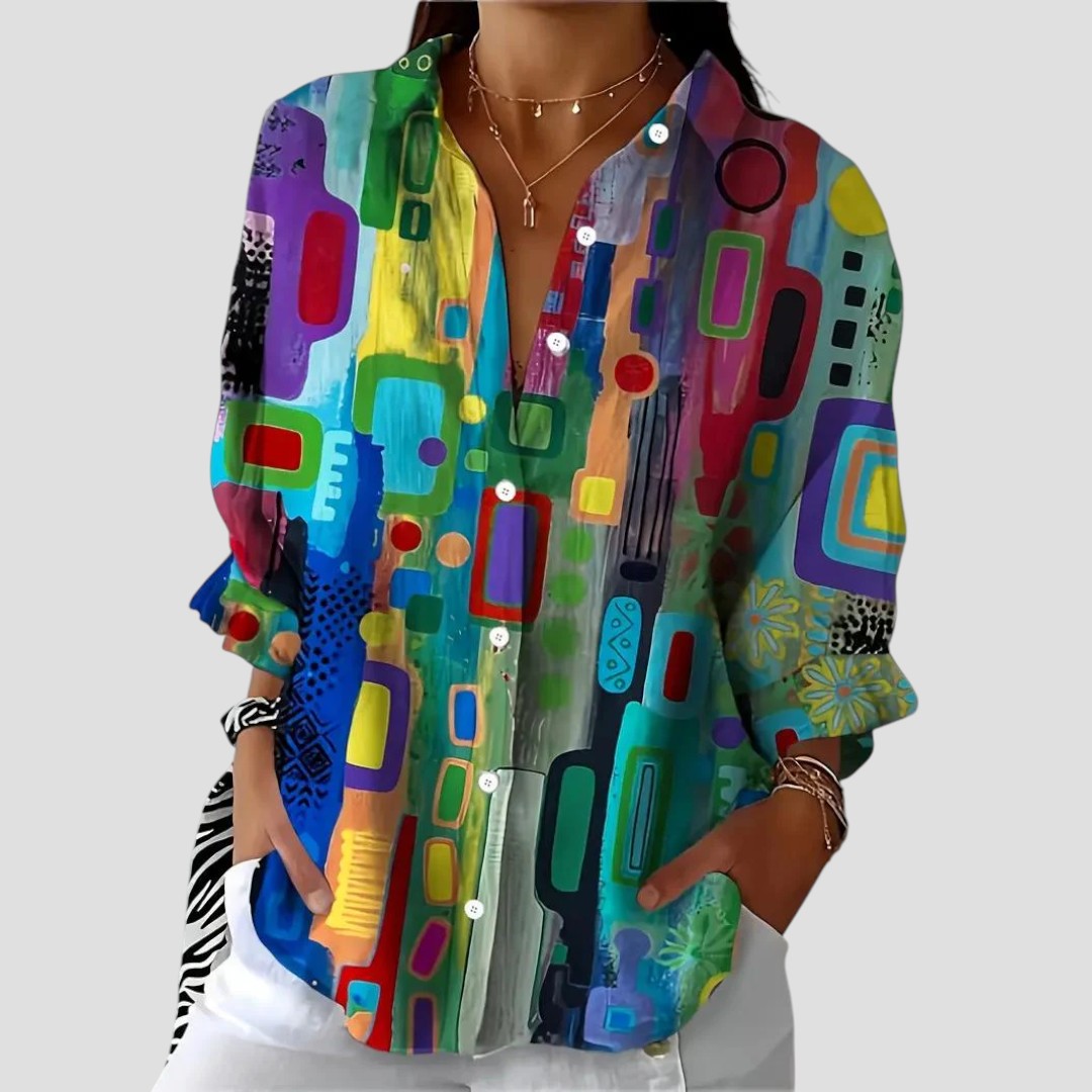 Marjorie™ | Elegant Blouse with Geometric Pattern