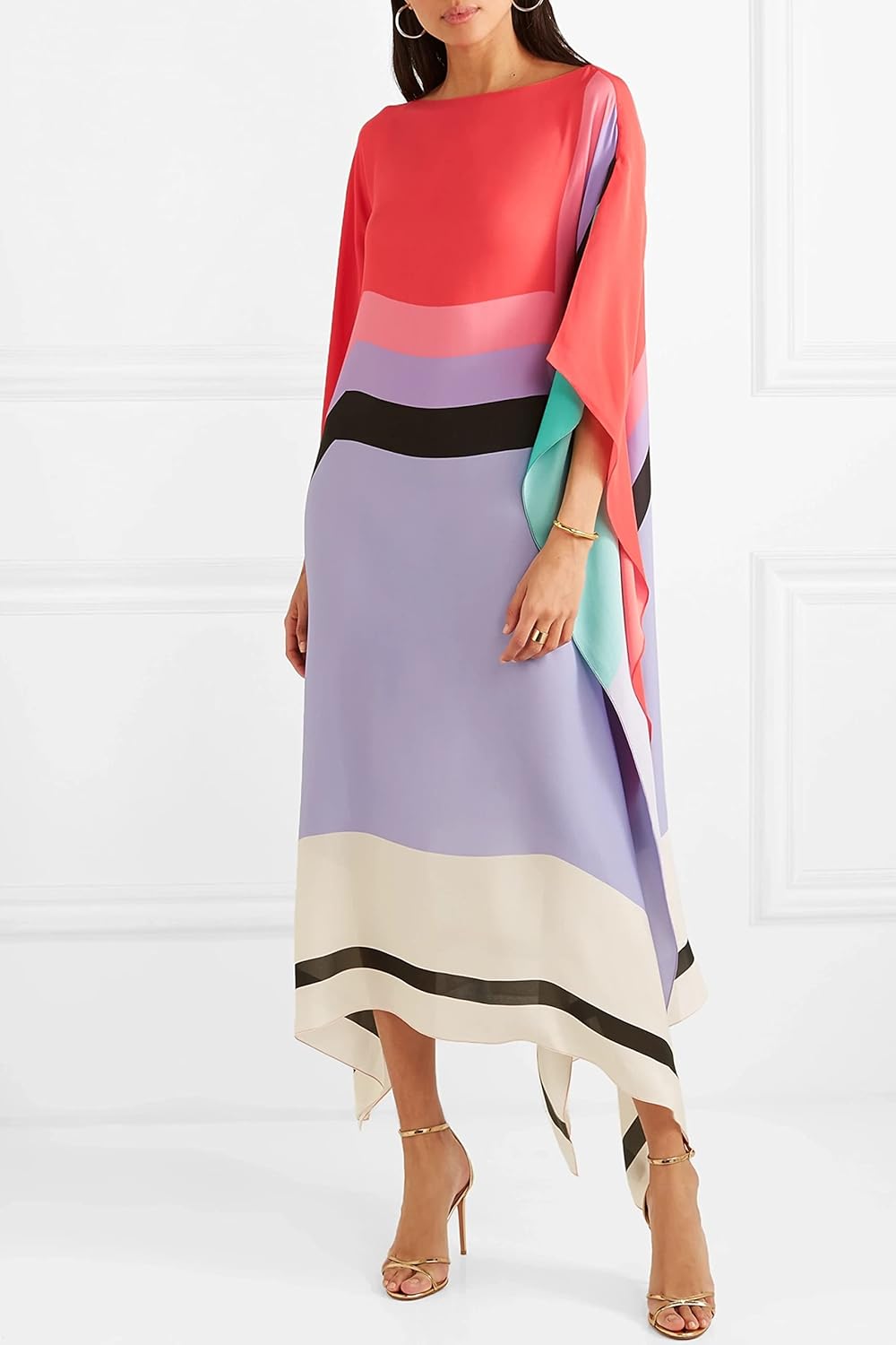 Aria | Women's Geometric Print Kaftan Batwing Sleeve Maxi Dress