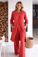 Danielle | Women's Two-Piece Lounge Set Long Sleeve Top & Wide-Leg Trousers