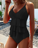 Helen™ | Solid Swimsuit with Stylish Ruffles