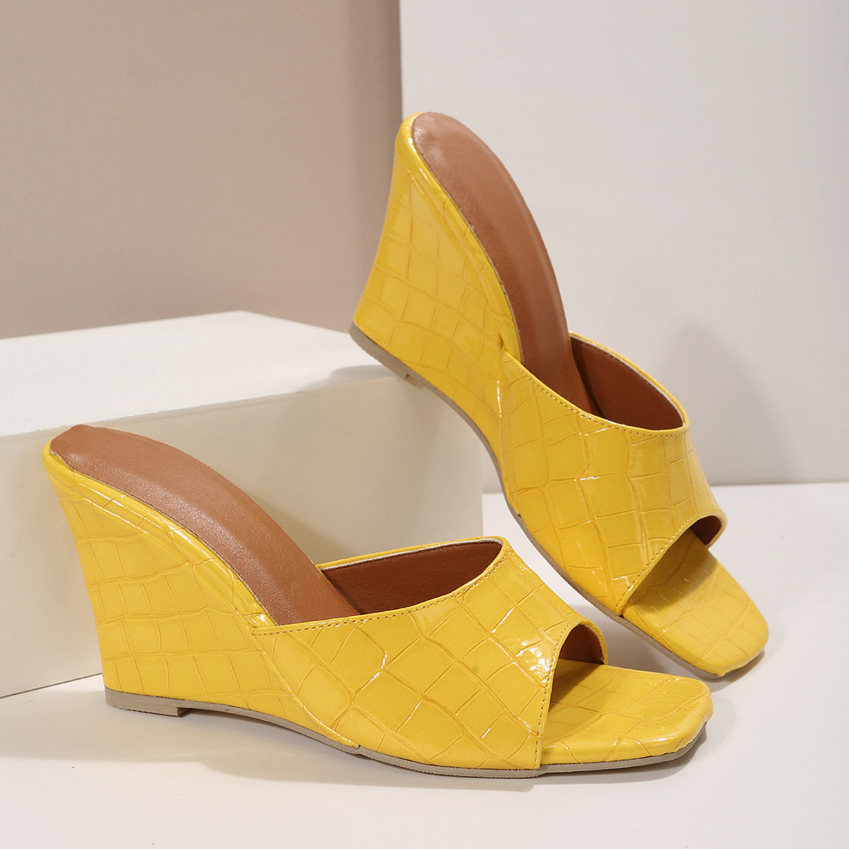 Monroe Faux Snake Leather Wedges