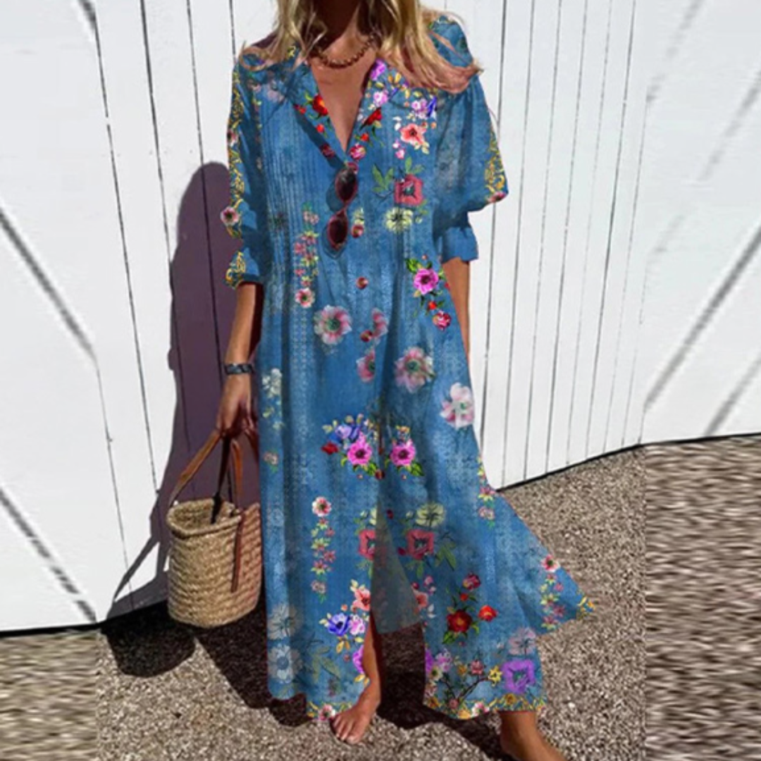 Wren | Women's Floral Print Button-Front Maxi Dress