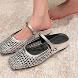Mira | Women's Woven Mule Flats Mary Jane Strap Slip-On Shoes