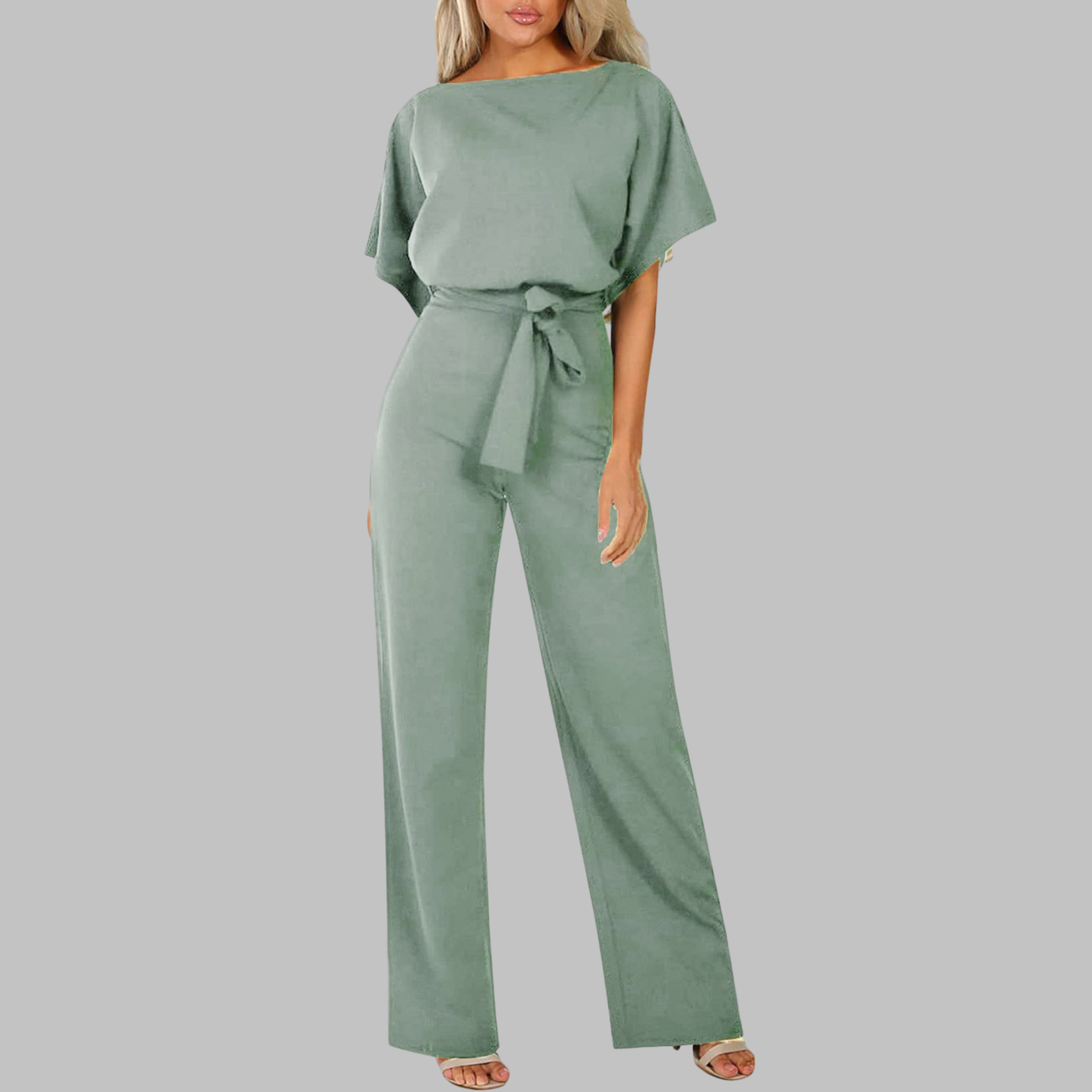 Stella | Women's Batwing Sleeve Tie Waist Wide Leg Jumpsuit