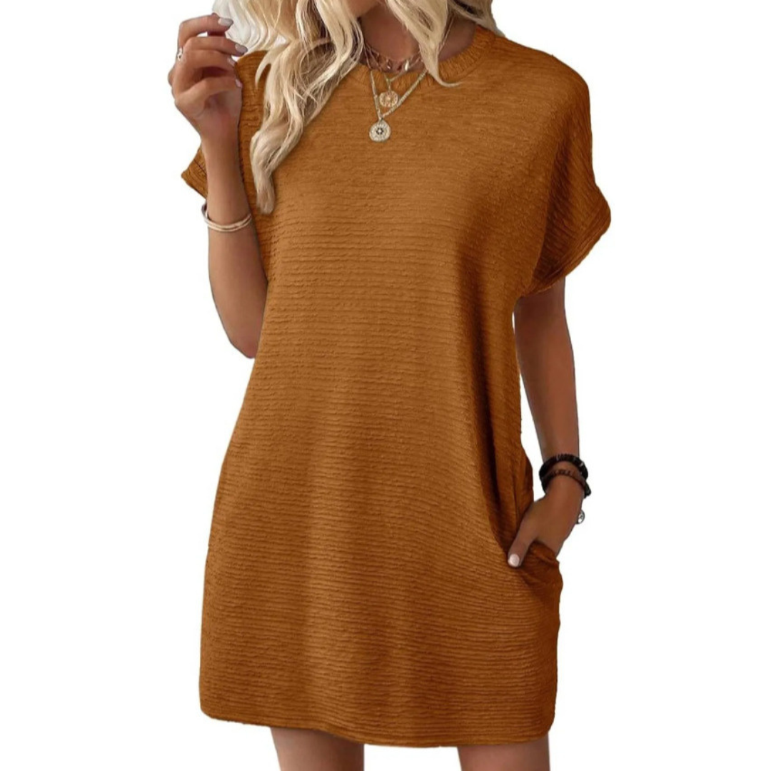 Pippa | Women's T-Shirt Dress Short Sleeve Round Neck Casual Mini Dress