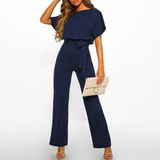 Nadia | Women's Wide-Leg Jumpsuit with Flutter Sleeves & Tie Waist