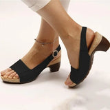 Vera | Women's Peep Toe Slingback Block Heel Sandals Buckle