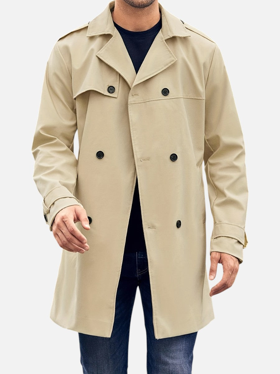 Men’s Double-Breasted Back-Belt Trench Coat