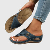 Zara | Women's Embroidered Wedge Thong Sandals Slip-On