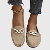 Luna | Women's Gold Chain Loafers Round Toe Slip-On Flats