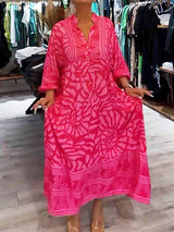 Amira | Women's V-neck Printed Loose Dress