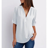 Sophie | Women's Zip V-Neck 3/4 Sleeve Blouse Casual Top