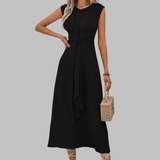 Grace | Women's Sleeveless Tie Waist Ruffle Front Maxi Dress