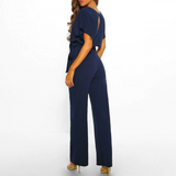 Nadia | Women's Wide-Leg Jumpsuit with Flutter Sleeves & Tie Waist