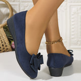 Maisie | Women's Wedge Ballet Flats Bow Detail Suede Slip On Shoes