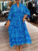 Amira | Women's V-neck Printed Loose Dress