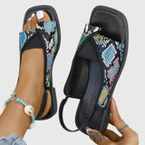 Zola | Women's Square Toe Slingback Flat Sandals Colour Block