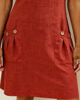 Pippa | Women's Linen Short Sleeve Zip Neck A-Line Mini Dress