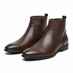 Mercer Zip Leather Men's Boots - Dark Brown