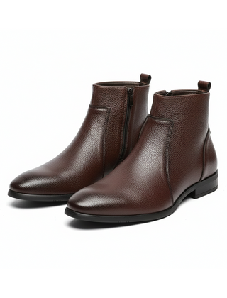 Mercer Zip Leather Men's Boots - Dark Brown