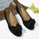 Maisie | Women's Wedge Ballet Flats Bow Detail Suede Slip On Shoes