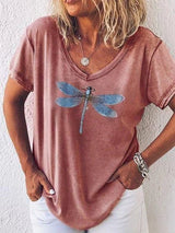 Fern | Women's Graphic V-Neck T-Shirt Short Sleeve Relaxed Casual Tee