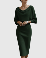 Celeste | Women's Cowl Neck Batwing Sleeve Midi Dress