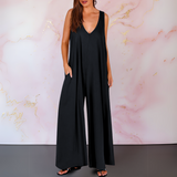 Aria | Women's Wide Leg Sleeveless Jumpsuit V-Neck