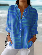 Feline™ | Azure Stripe Blouse