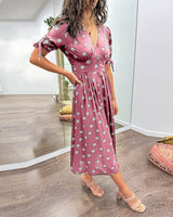 Amelia™ | Polka Dots V-Neck Dress