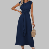 Grace | Women's Sleeveless Tie Waist Ruffle Front Maxi Dress