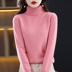 Women’s Cashmere-Blend Slim Turtleneck Sweater in Pink
